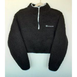 Champion Quarter Zip Cropped Sherpa Pullover Women Size S…